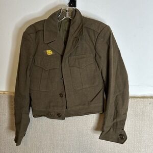 Vtg WW11 Ike Jacket Wool Sz 34R 1940's Brown